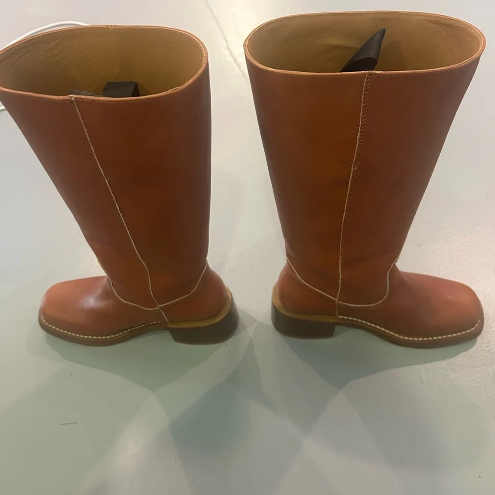 Women's Tall Leather Riding Boots - Brown - Picture 2 of 7